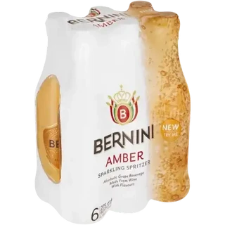 Bernini Amber Sparkling Grape Frizzante Bottles 6 x 275ml