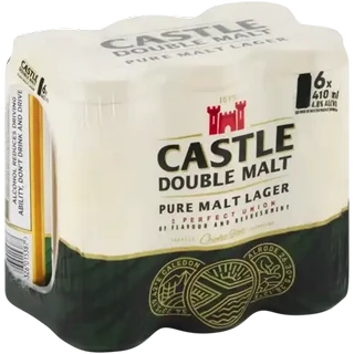 Castle Double Malt Pure Malt Lager Beer Cans 6 x 410ml