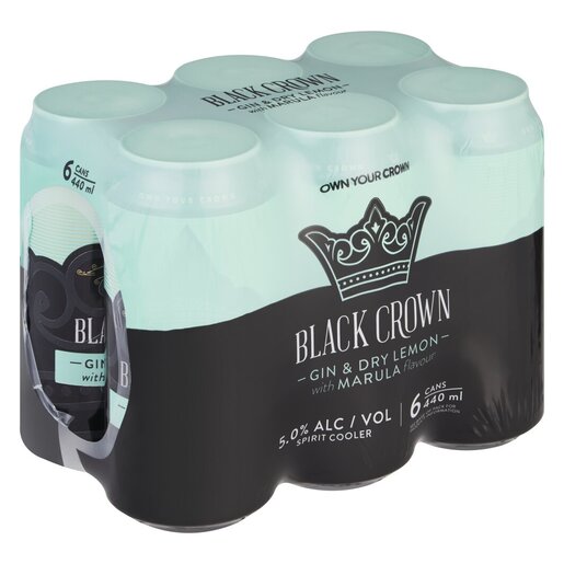 Black Crown Dry Lemon & Marula Can (6 x 440ml)